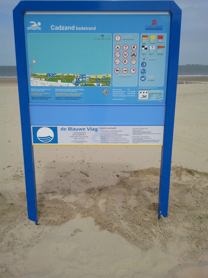 Infobord Cadzand, overgang Villa Leopold