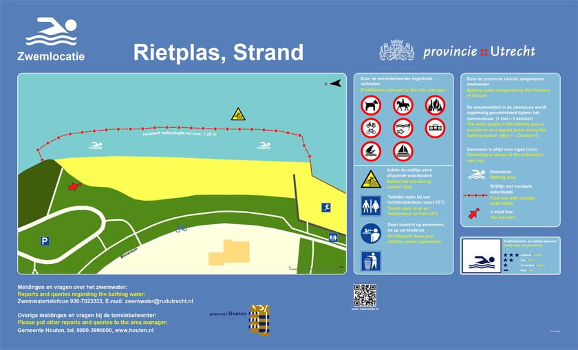 Infobord Rietplas, strand