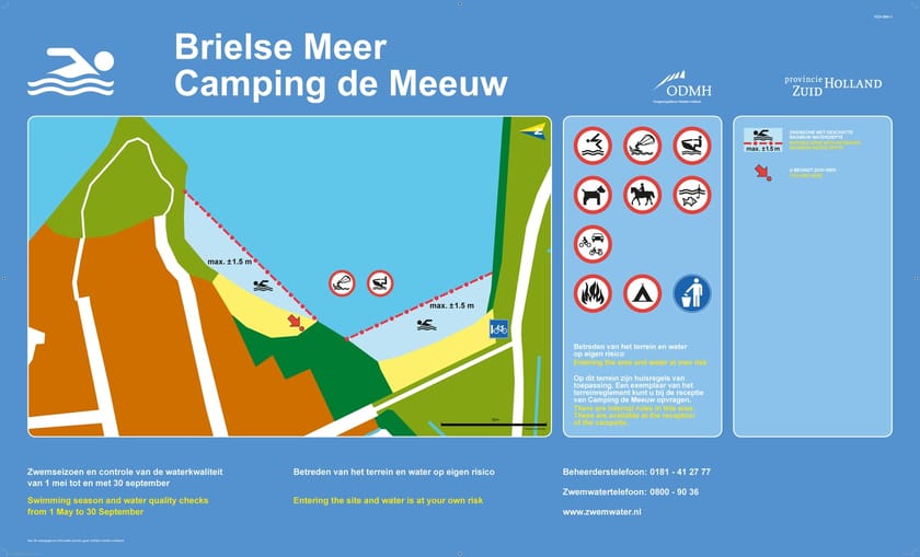 Infobord Brielse Meer Camping de Meeuw