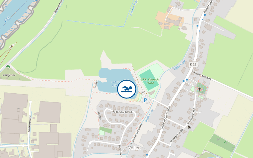 Kaart Badesee Völlen