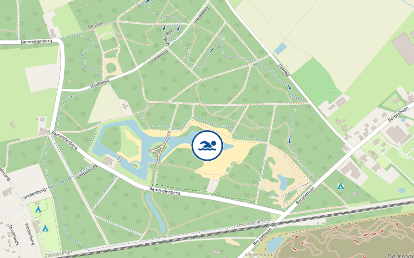 Kaart Strandje Bergse heide oost Bergen op Zoom