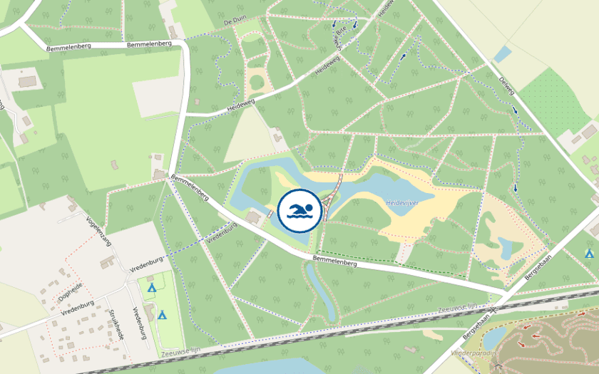 Kaart Strandje Bergse heide zuid Bergen op Zoom