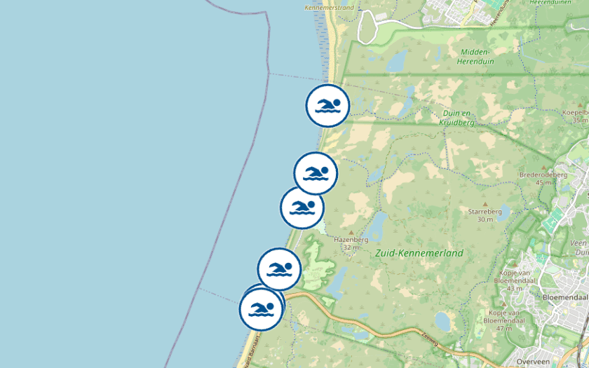 Kaart Zeestrand Bloemendaal Overveen