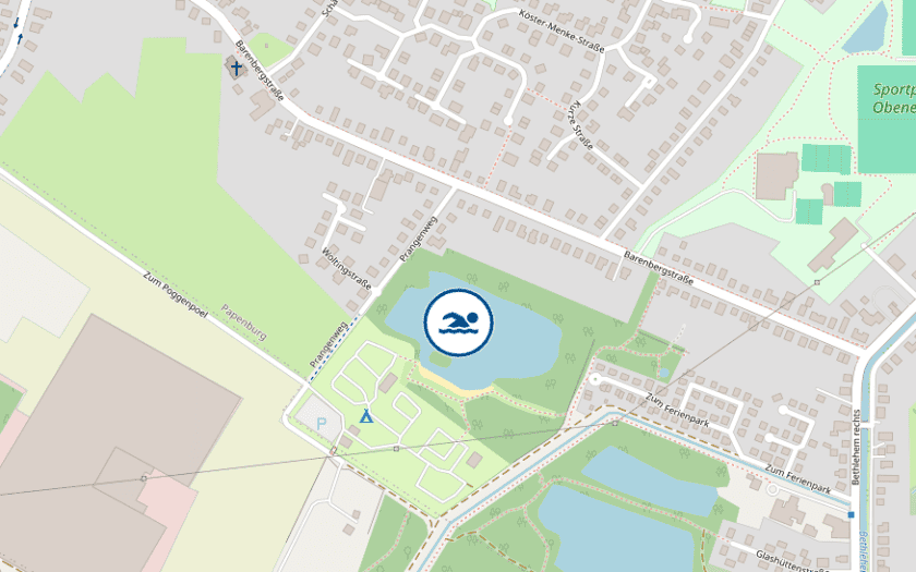Kaart Campingplatz Papenburg - Badesee Prangenweg