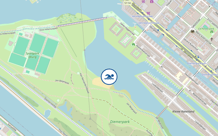 Kaart Strandje Diemerpark Amsterdam