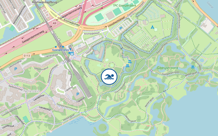 Kaart Strandje Gaasperplas Noord Amsterdam