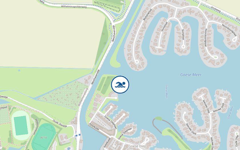 Kaart Open water zwemplek Goese Meer Goes