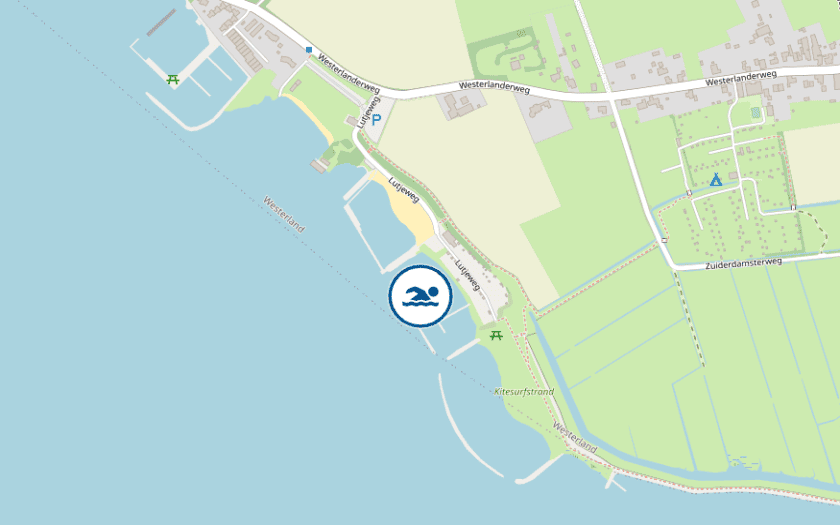 Kaart zwemwater Lutjestrand Westerland