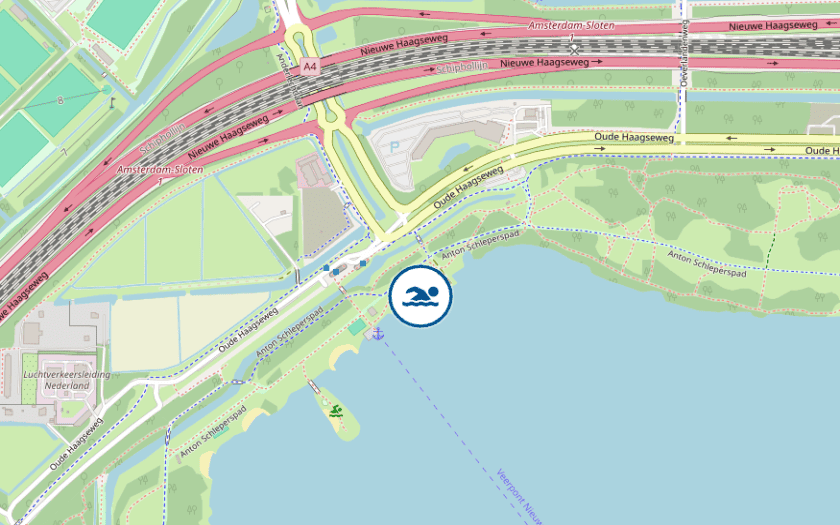 Kaart Open water zwemplek Nieuwe Meer Noord Amsterdam