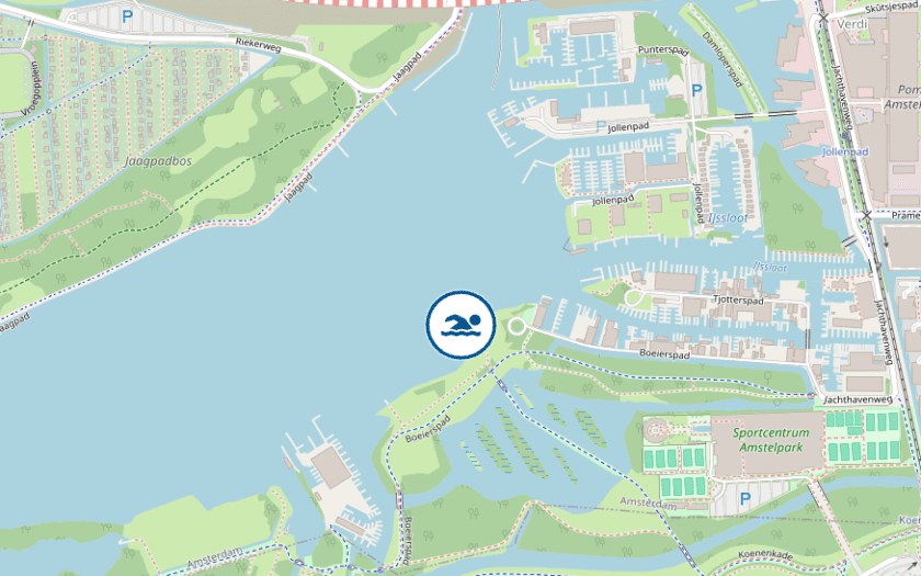 Kaart Open water zwemplek Nieuwe Meer Steiger Amsterdam