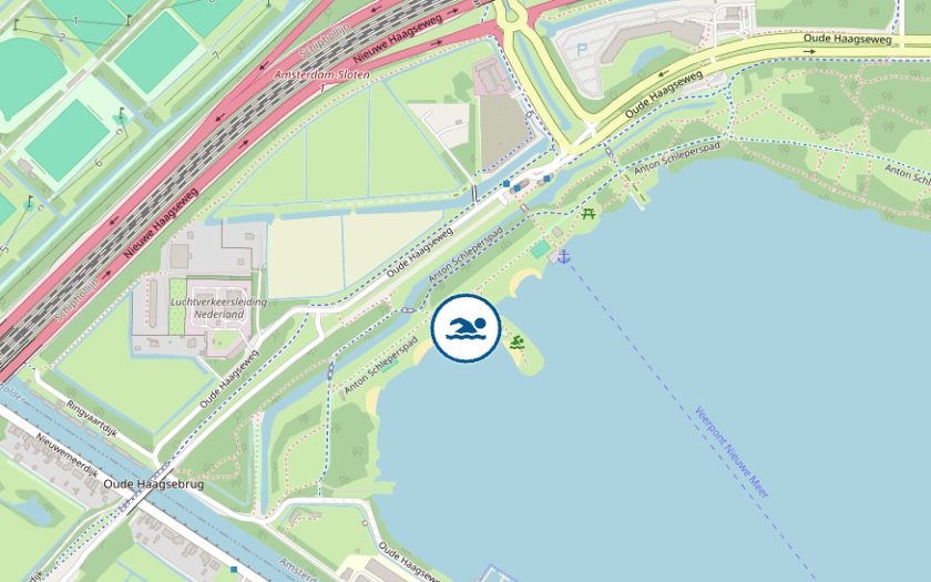 Kaart Open water zwemplek Nieuwe Meer West Amsterdam