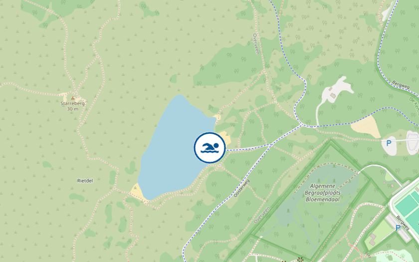 Kaart zwemwater Oosterplas Bloemendaal