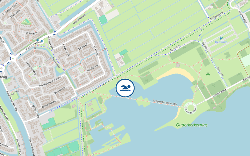 Kaart Recreatieplas Ouderkerkerplas Groenstrand Ouderkerk aan de Amstel