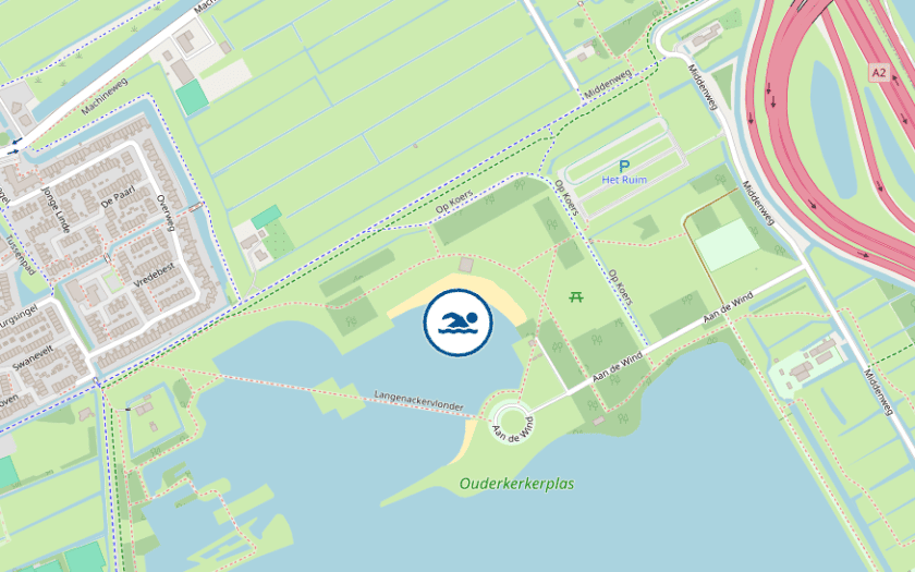 Kaart Recreatieplas Ouderkerkerplas Zandstrand Ouderkerk aan de Amstel