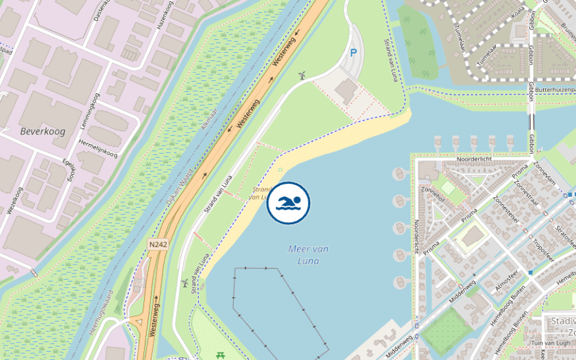 Kaart Recreatieplas Park van Luna Heerhugowaard