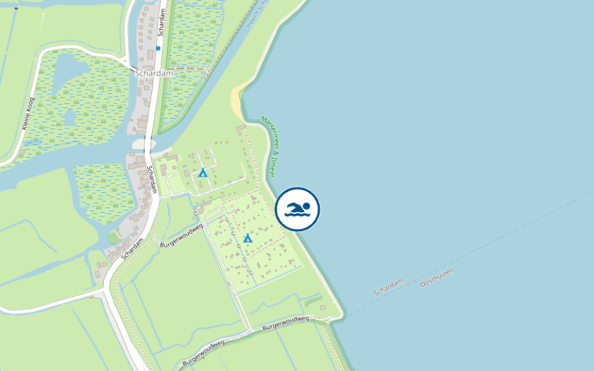 Kaart Open water zwemplek Schardam Schardam