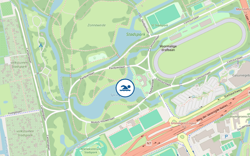 Kaart Recreatieplas Springervijver Stadspark Groningen Groningen