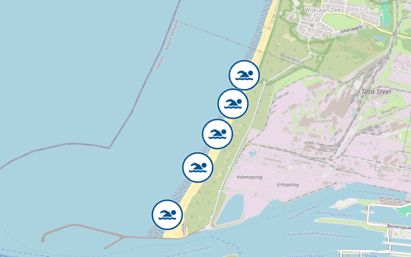 Kaart Zeestrand Velsen Noord Velsen-Noord