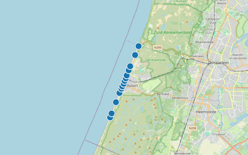 Kaart Open water zwemplek Zandvoort Zandvoort